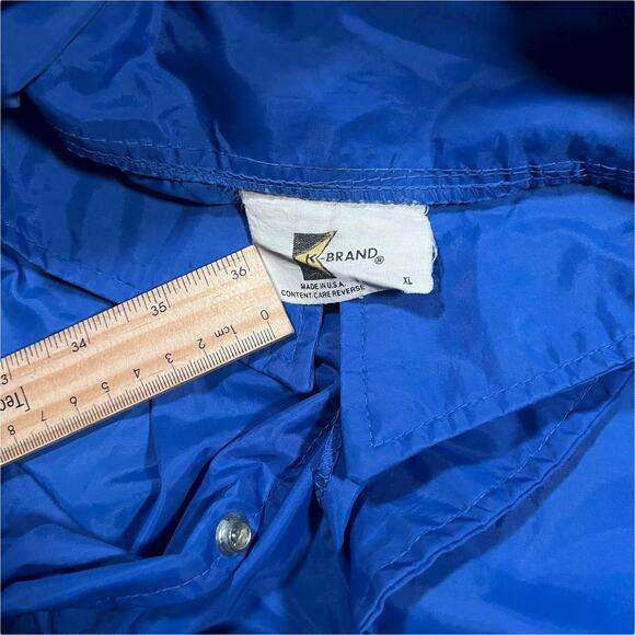 K-Brand XL Vintage Workwear Coach Jacket Blue BIG A Auto Parts 80s Raglan - Picture 2 of 5